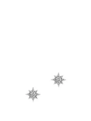 Aztec Silver North Star Stud Earrings With White Sapphire