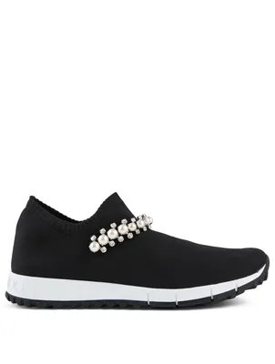 Verona Knit Sock Sneakers With Crystal And Pearl Detail