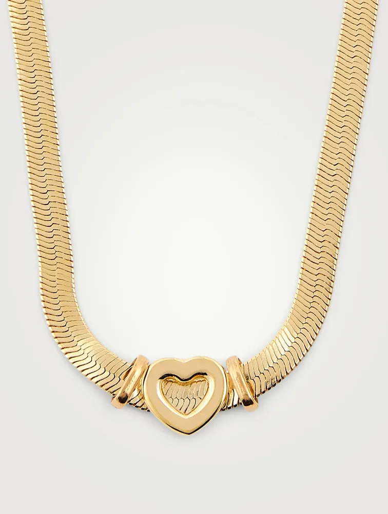 Cuore 14K Gold Plated Herringbone Chain Necklace