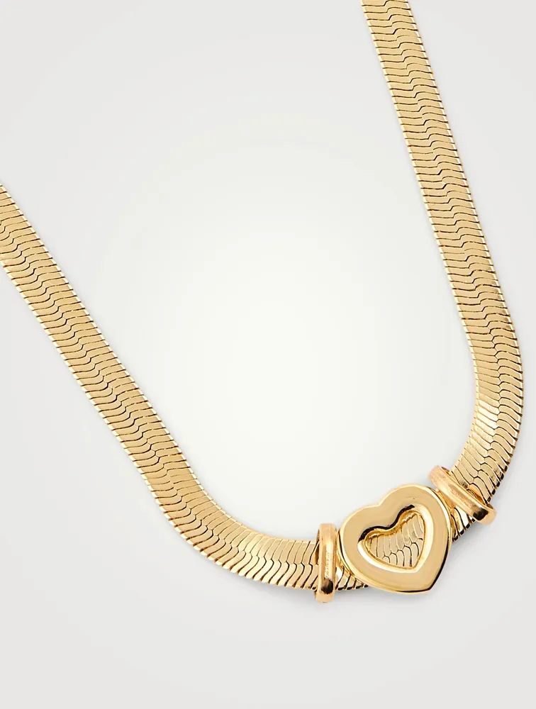 Cuore 14K Gold Plated Herringbone Chain Necklace