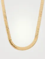 18-Inch 14K Gold Plated Omega Herringbone Chain Necklace