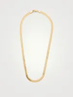 18-Inch 14K Gold Plated Omega Herringbone Chain Necklace