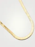 18-Inch 14K Gold Plated Omega Herringbone Chain Necklace