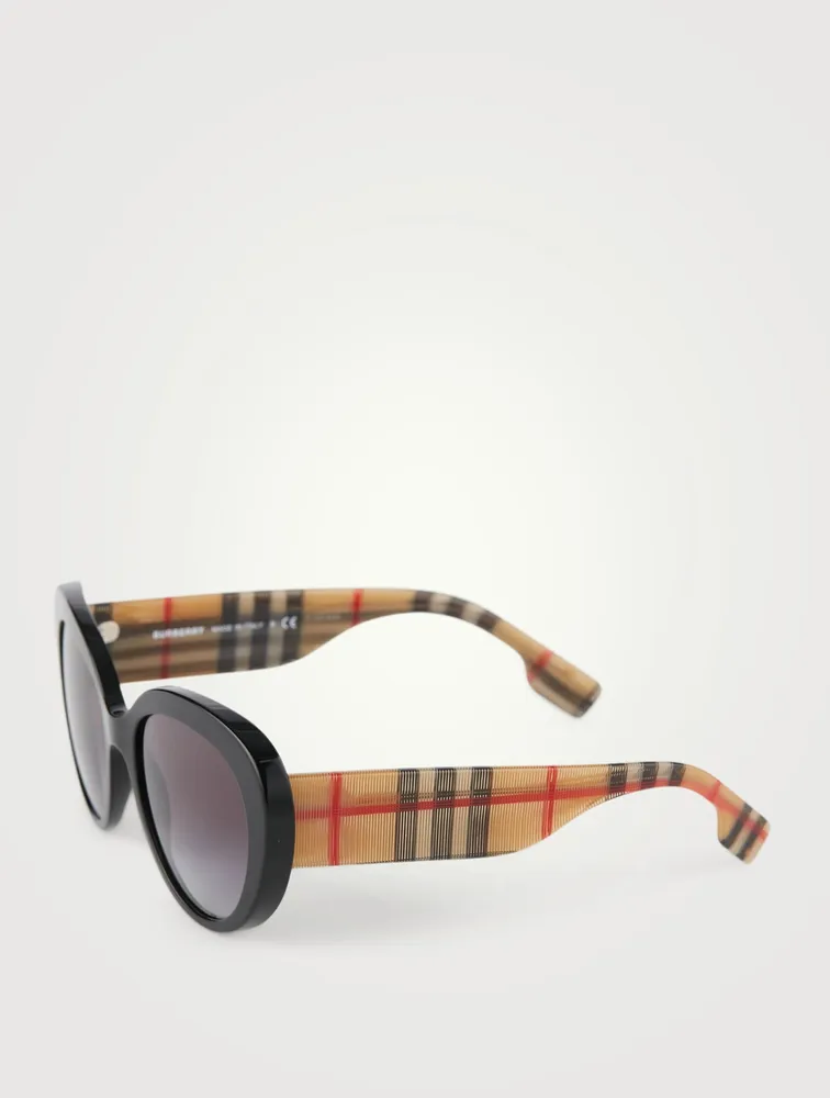 Round Sunglasses With Vintage Check