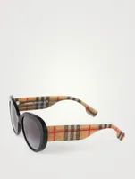 Round Sunglasses With Vintage Check