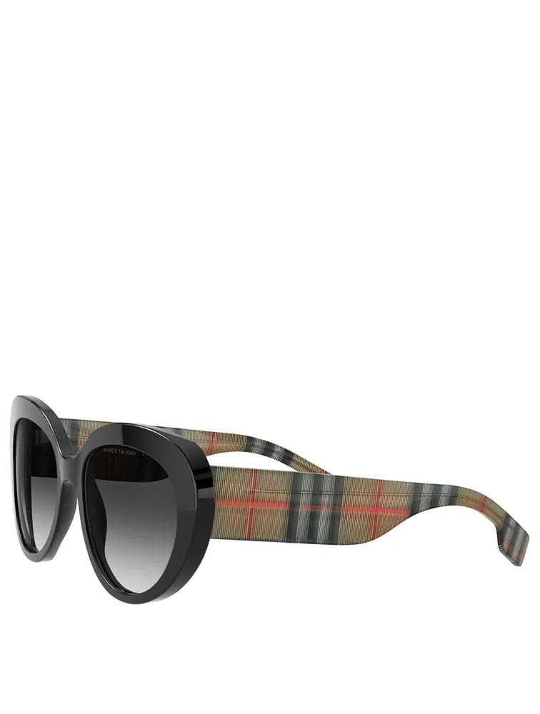 Round Sunglasses With Vintage Check