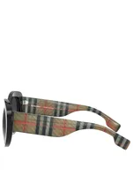 Round Sunglasses With Vintage Check