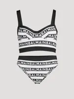 2-Piece Swimsuit Logo Stripe Print