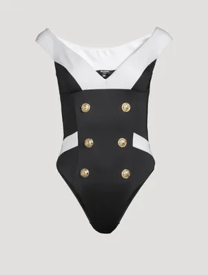 Double-Breasted One-Piece Swimsuit