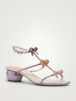 Caterina 40 Crystal Satin Heeled Sandals With Bows