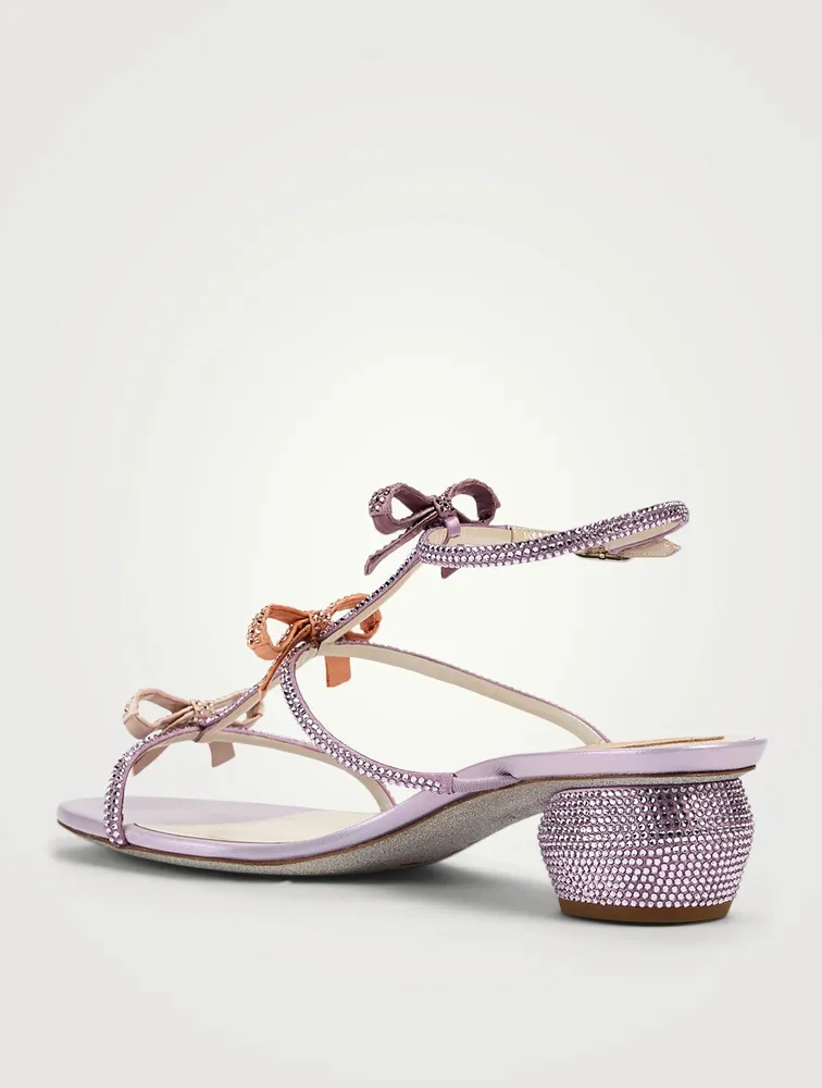 Caterina 40 Crystal Satin Heeled Sandals With Bows