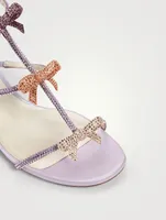 Caterina 40 Crystal Satin Heeled Sandals With Bows