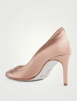 Satin Pumps With Crystal Bow