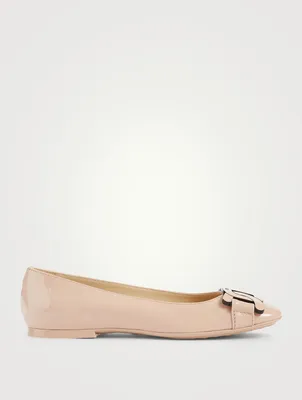 Patent Leather Ballet Flats With Chain