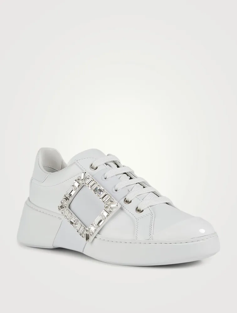 Viv' Skate Strass Buckle Leather Sneakers