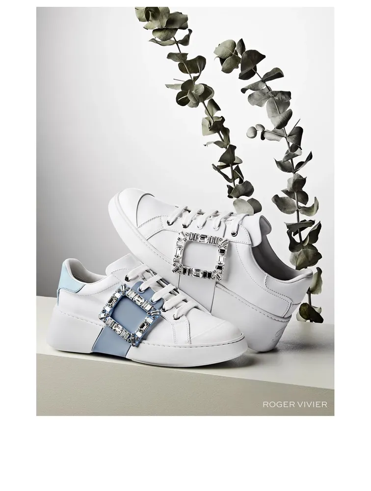 Viv' Skate Strass Buckle Leather Sneakers