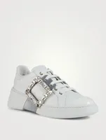 Viv' Skate Glitter Strass Buckle Leather Sneakers