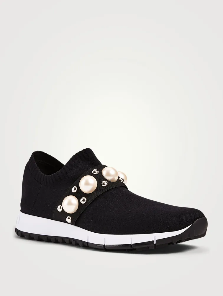 Verona Knit Sock Sneakers With Pearls & Studs