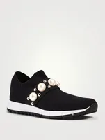 Verona Knit Sock Sneakers With Pearls & Studs