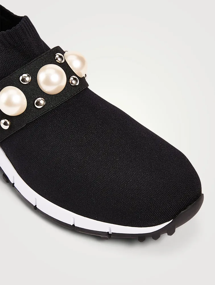 Verona Knit Sock Sneakers With Pearls & Studs