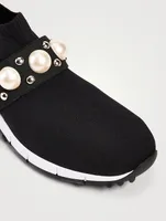 Verona Knit Sock Sneakers With Pearls & Studs