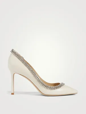 Romy 85 Leather Pumps With Crystal Leaf
