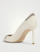 Romy 85 Leather Pumps With Crystal Leaf