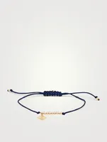 Cord Bracelet With 14K Gold Beads & Diamond Evil Eye Charm