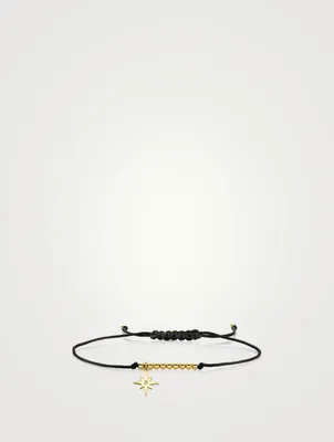 Cord Bracelet With 14K Gold Diamond Starburst Charm