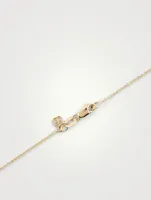 14K Gold Chain Necklace With Large Bezel Diamond Evil Eye Charm