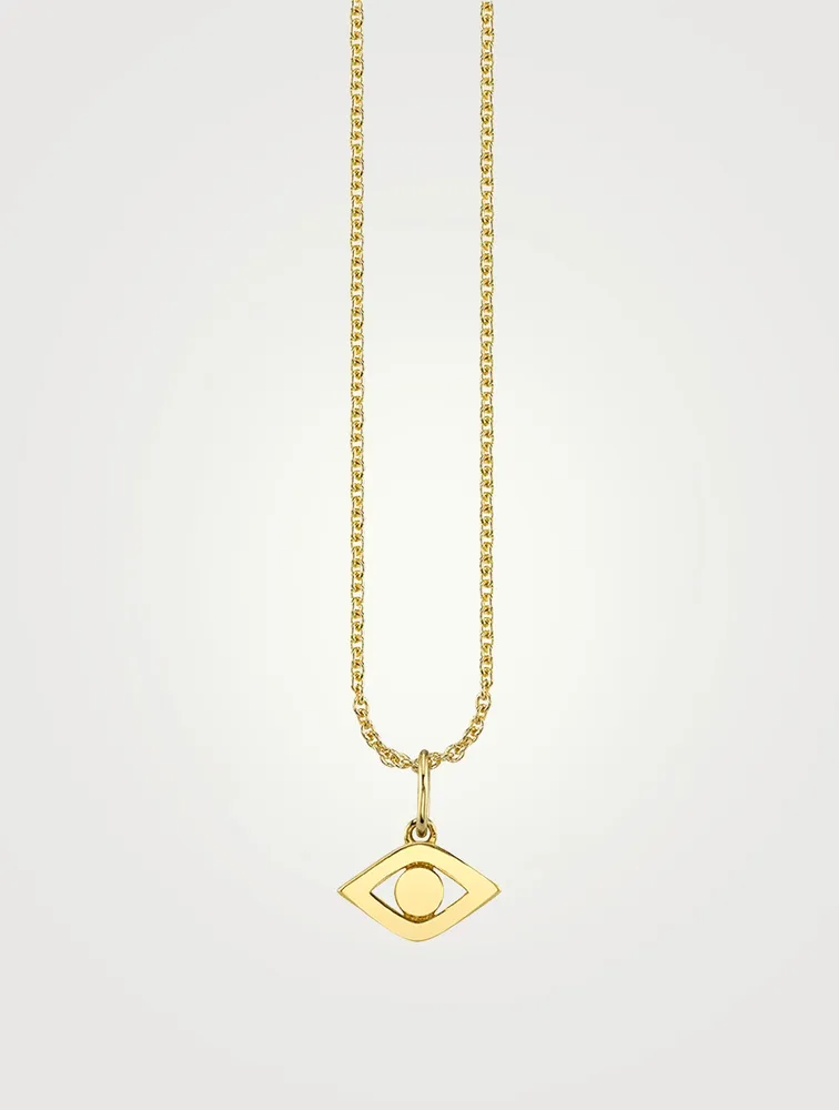 Large 14K Gold Evil Eye Necklace