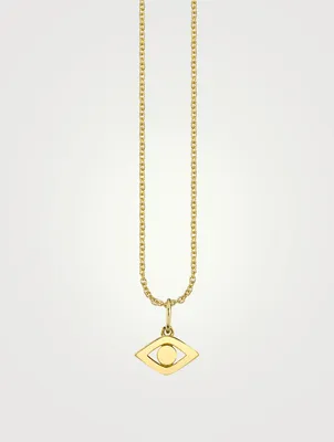 Large 14K Gold Evil Eye Necklace