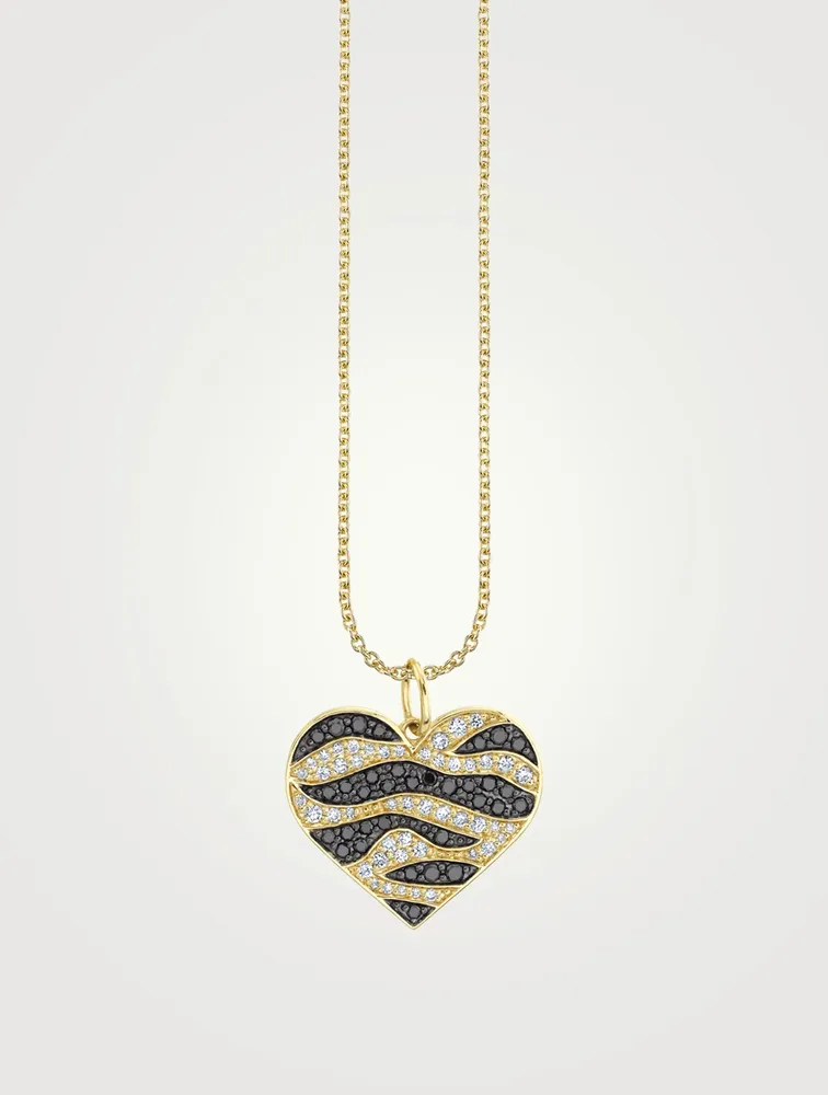14K Gold Tiger Heart Necklace With Diamonds