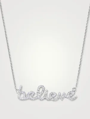 14K White Gold Believe Necklace With Diamonds