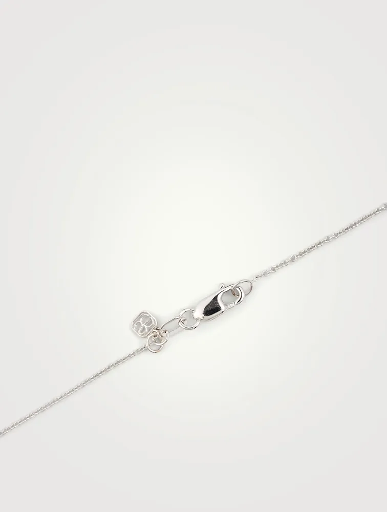 14K White Gold Chain Necklace With Small Diamond Hope Script