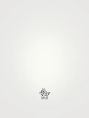 14K White Gold Star Earring With Diamonds