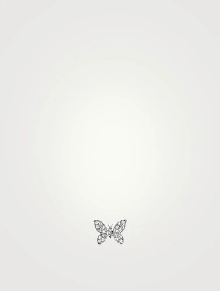 14K White Gold Butterfly Earring With Diamonds