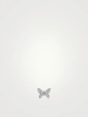 14K White Gold Butterfly Earring With Diamonds