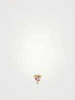 14K Gold Pizza Earring With Diamonds And Ruby