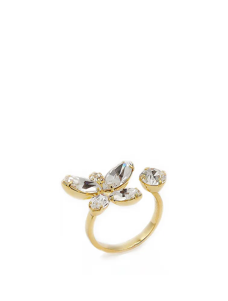 Mini Butterfly Ring With Crystals