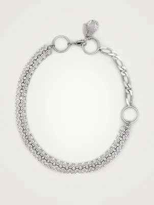 Chain And Hoop Necklace With Crystals