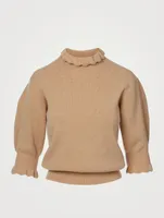 Wool-Blend Sweater With Ruffles