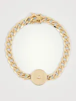 14K Gold Curb Chain Bracelet With Evil Eye Coin