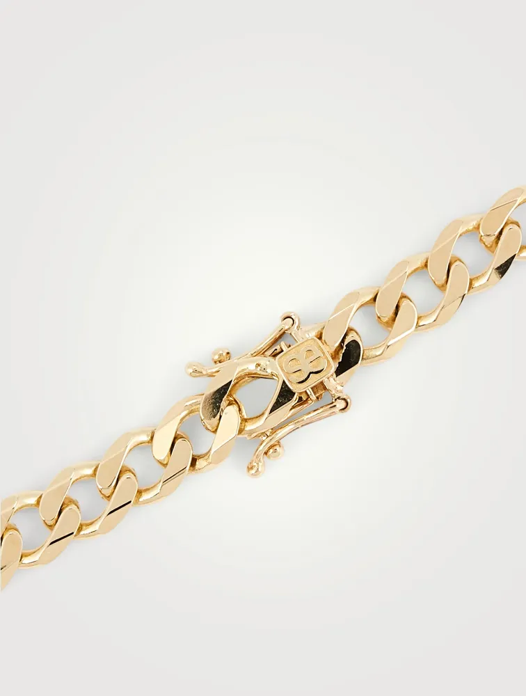 14K Gold Curb Chain Bracelet With Evil Eye Coin