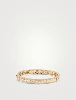 14K Gold Icon Hinge Bangle Bracelets