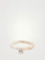Mystic Blush Grapolite Beaded Bracelet With 14K White Gold Diamond Elephant Charm