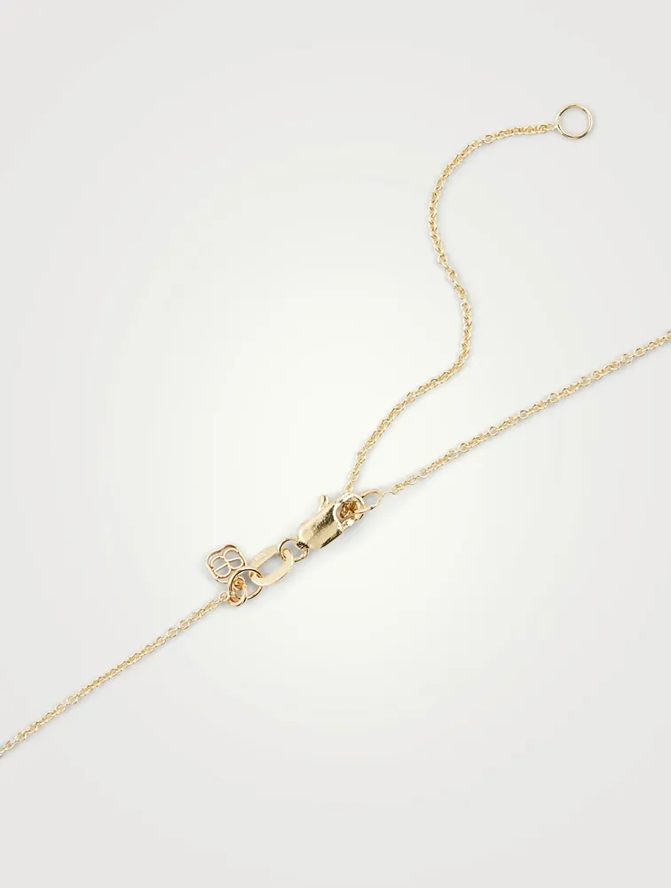 14K Gold Chain Necklace With Diamond Happy Face Charm