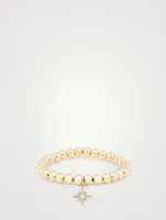 14K Gold Beaded Bracelet With Enamel Starburst Charm