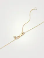 Small 14K Gold Chain Necklace With Pavé Diamond Feather Charm