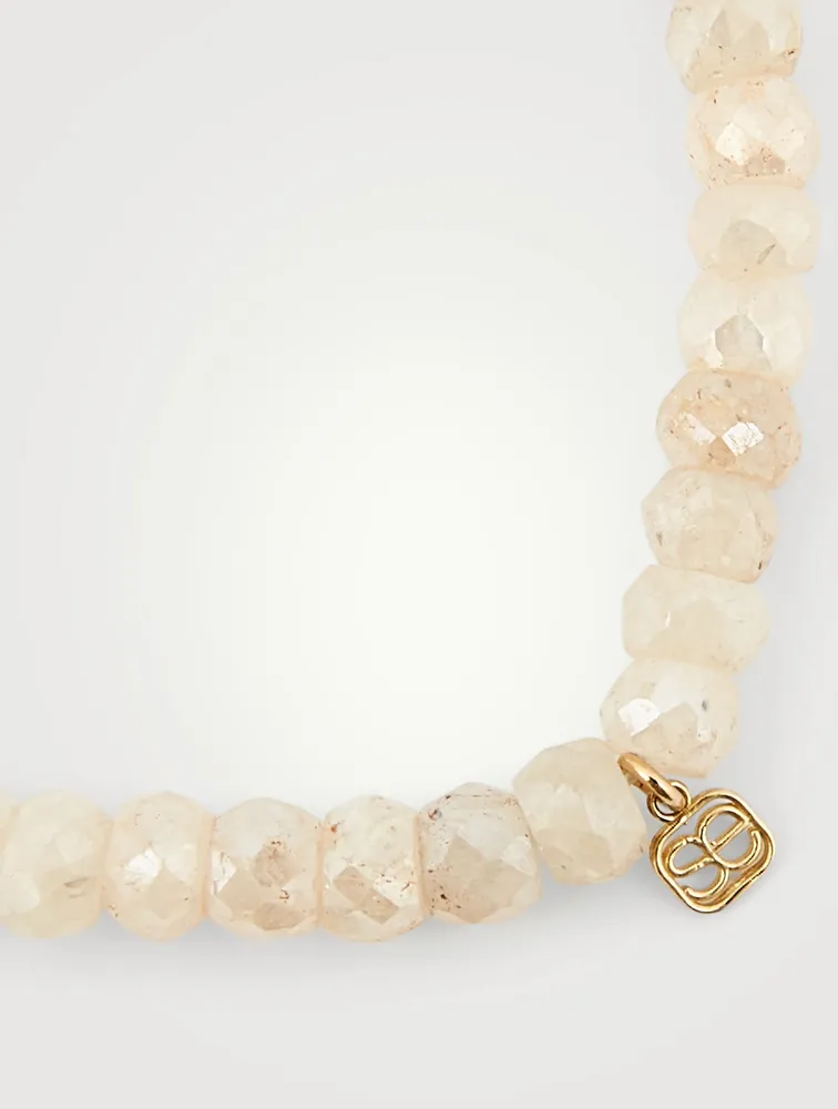 Mystic Blush Grapolite Beaded Bracelet With 14K Gold Diamond Feather Charm